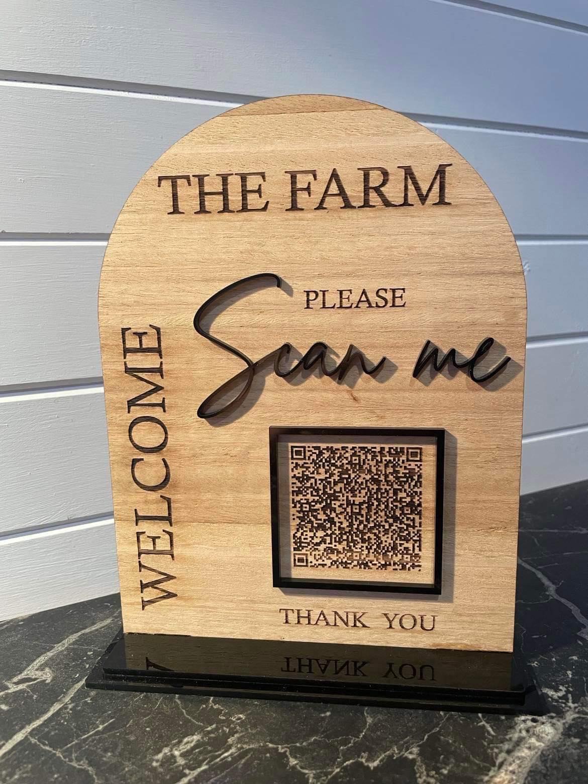 QR Code check-in plaque